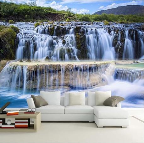 

Waterfall Scenery Wallpaper Natural Landscape Wall Mural Living Room Bedroom Background Wall Wallpaper 200 cm(W) x 140 cm(H)