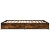 Bed Frame in Smoked Oak Finish 120 x 190 cm Made of Wood Based Material and Metal
