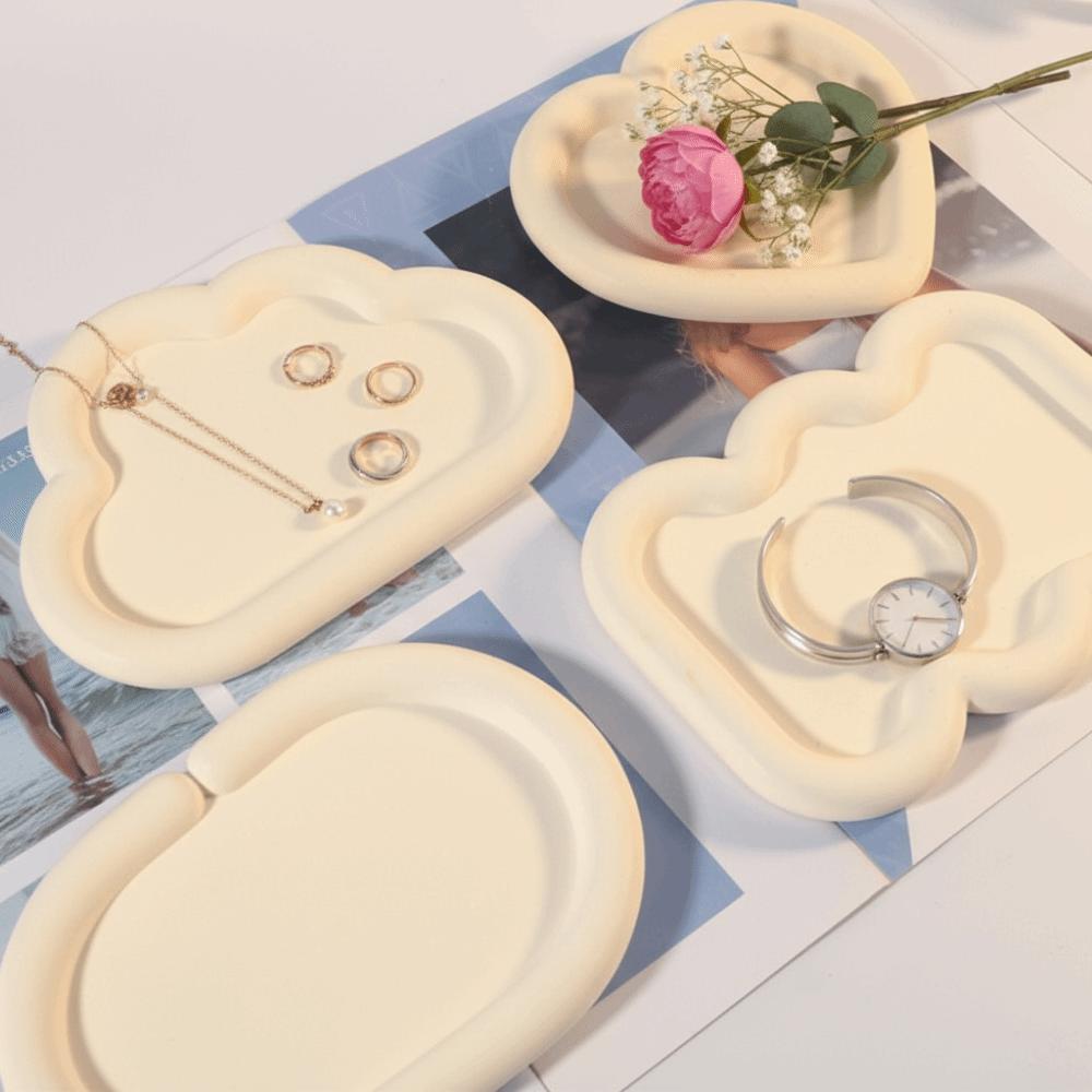 Craft Supply Silicone Silicone Molds Heart Shape White Storage Tray Silicone Mold Flower Shape Coaster Mold Home Decoration