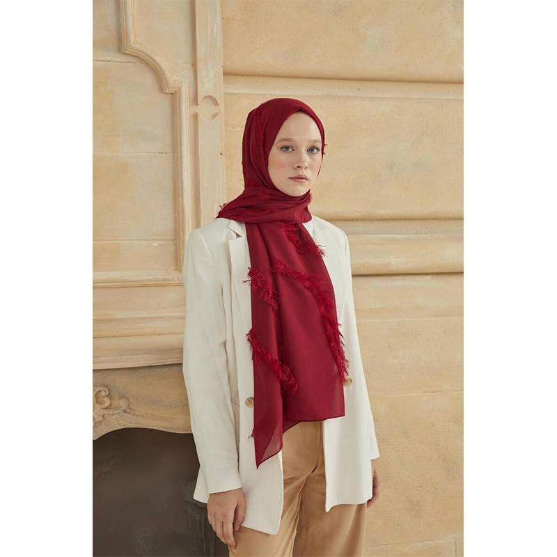 

Женская кисточка Подробная шаль Fulya Бордовый Красный 75x200 бордовый