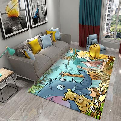 Cartoon Zoo Teppich Niedliche Tierblumen Teppiche Kinder Jungen Schlafzimmer Rutschfeste Spielbereich Matten Haus Wohnzimmer Küche Dekor Bodenmatte