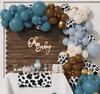 Bruiloft Verjaardag Babyborrel Geslachtsonthulling Decoraties Stofblauw Wit Ballonnenboog Slingerset