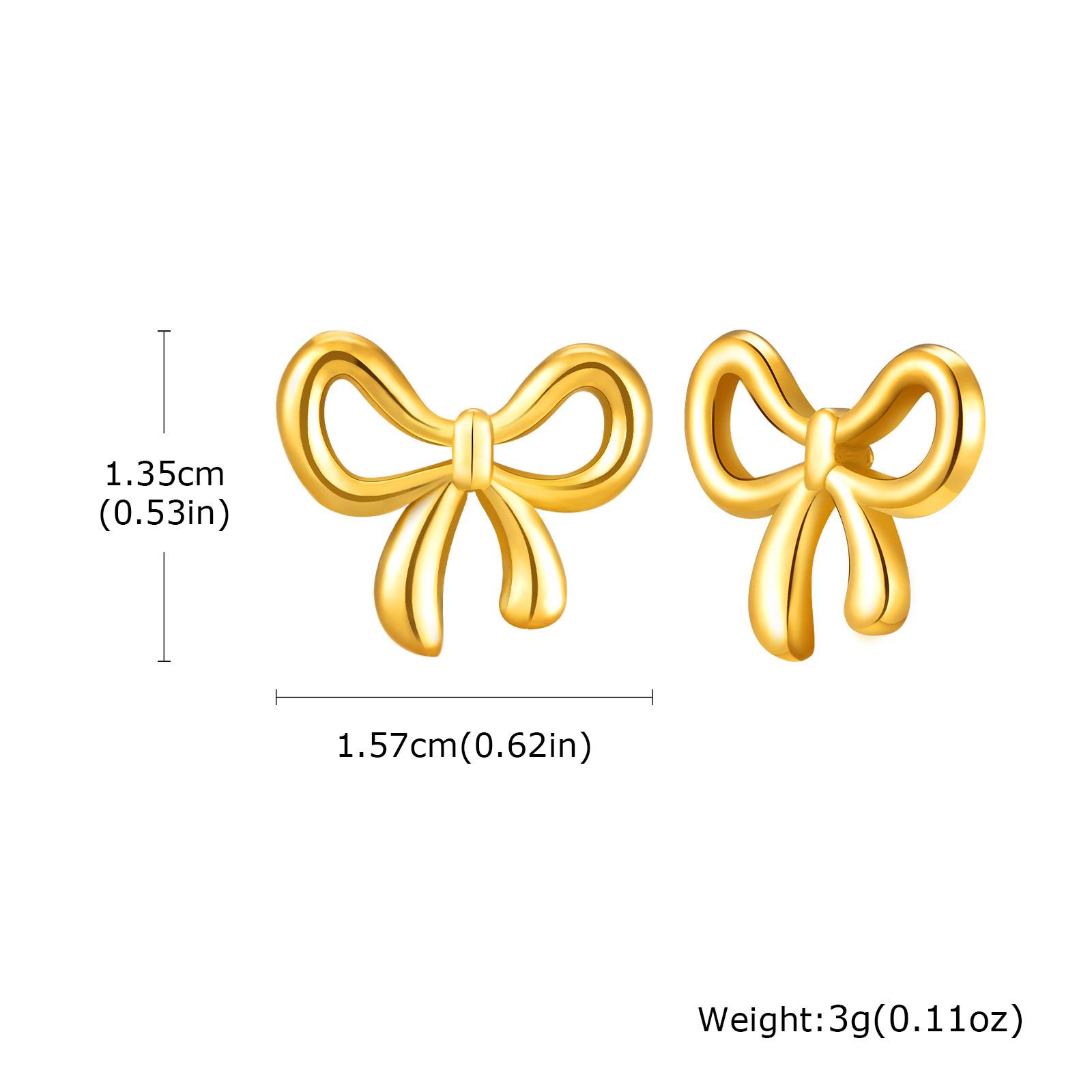 Vnox Simple Bowknot Earrings For Women Girls Sweet Compact Stainless Steel Jewelry Accessories Gold Color Stud Earrings Female