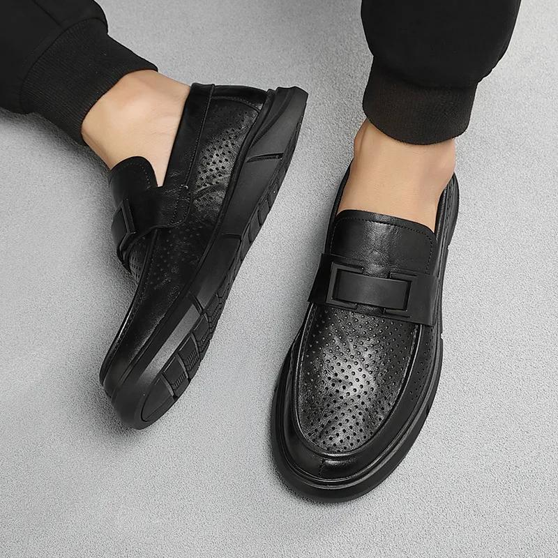 Fashion2024 Summer Autumn Hollow Out Shoes for Men Business Casual Slipcover Men‘s Dress Shoes Man Soft Soles New Designer Loafers Male