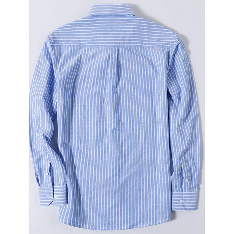 Kariertes Lässiges Baumwoll-Herrenhemd Slim Fit Mit Pferde-Logo Oxford-Stoff Langärmeliges Gestreiftes Hemd Für Herren
