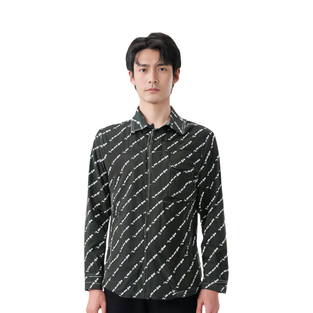 Li Ning X Wade Artist Collaboration Breathable All-Over Print Long Sleeve Shirt Men Shirts Black AFDS057-1K