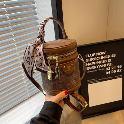 Direct Batch Cylinder Retro Portable Small Bag Women's New Autumn and Winter Fashion Casual Bucket Bag Messenger Sheet