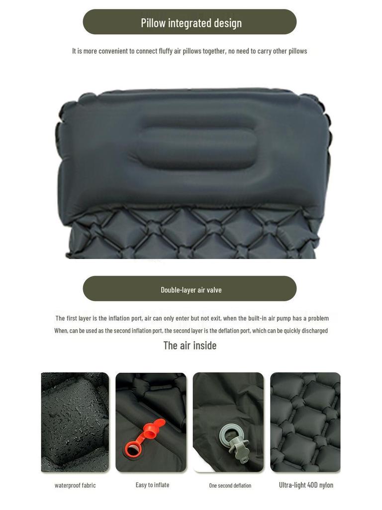 Moisture-Proof Inflatable Camping Air Mattress with Built-in Pump, 500g