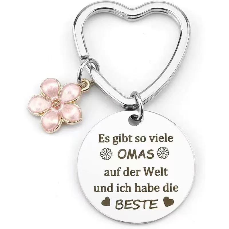 Mothers Day Gift Heart Metal Stainless Steel Keychain Birthday Christmas Grateful Gift Stainless Steel Keychain for Backpack Bag Pendant