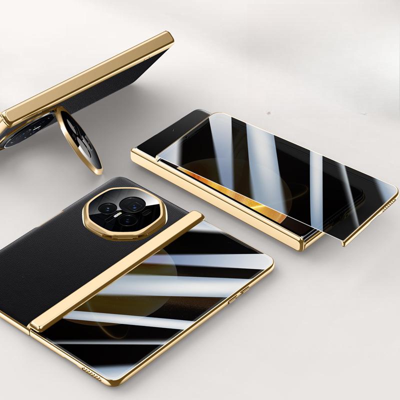 Business Case Film Integriert für Honor MagicV3 Handyhülle Faltbar Sturzsicher Linsenhalter 3. Generation Galvanisierte Lederhülle