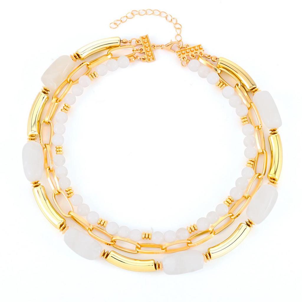 European & American Multi-Layer Geometric Beaded Necklace - Creative Design (NK27260)