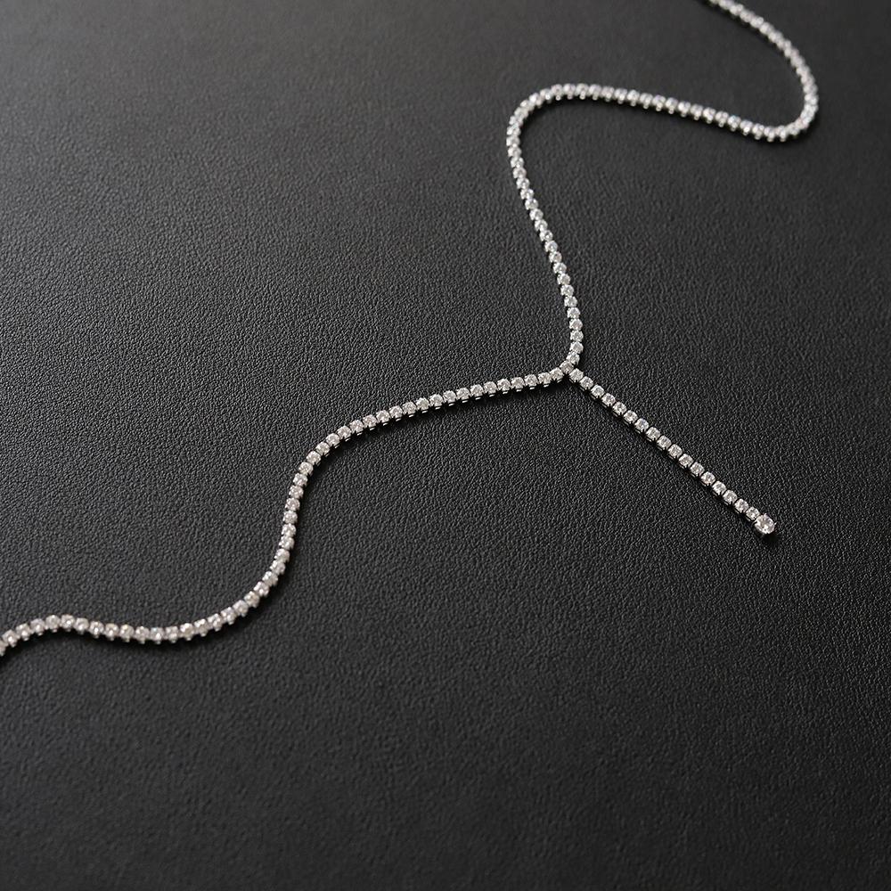 Y Shape Stainless Steel Long Chain with Cubic Zircon Tassel CZ Zircon Diamond Tennis Necklace