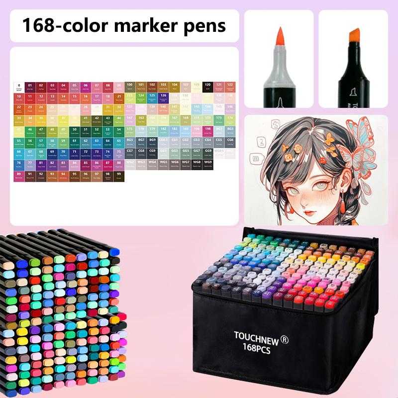 40/60/80/168 Colors Alcohol Markers Set Soft Brush Dual Tip Permanent Art Sketch Markers for Adult Artists Drawing Coloring