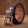 3.8CM Original Genuine Leather Army Tactical Belt Double-needle Buckle Men's Belt Washed Water Made Old Macho Jeans Belt