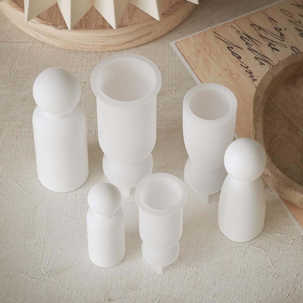 3D Minimalist Portrait Candle Silicone Mold DIY Geometric Cylinder Aromatherapy Gypsum Mold for Home Desktop Decoration