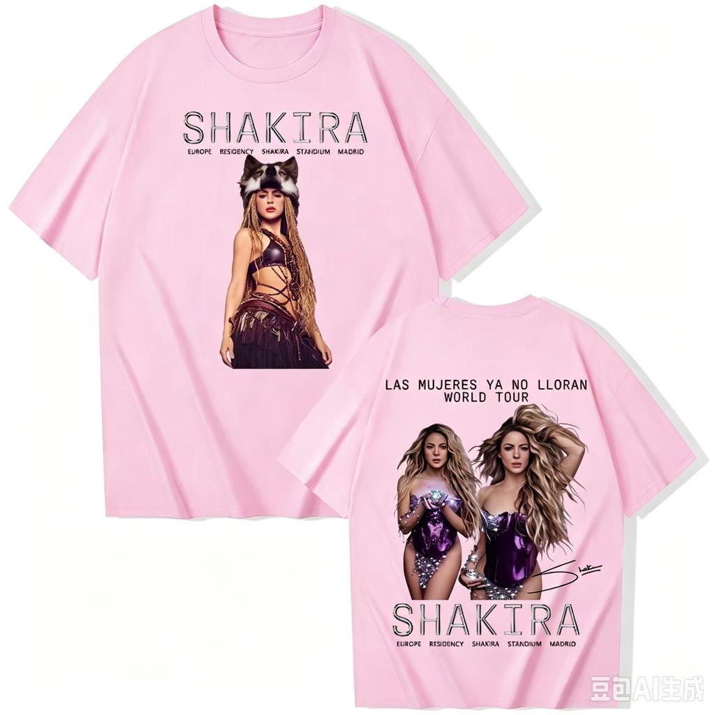 1pc S-Shakira Las Mujeres Ya No Lloran World Tour Print Cotton T shirt Unisex Men Women Kids Streetwear Casual Short Sleeve Tops
