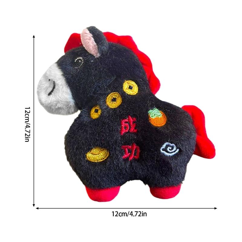 Lucky Horse Year Plush Keychain Pendant Decoration Soft Hanging Toy For Bag Car Keys Accessories