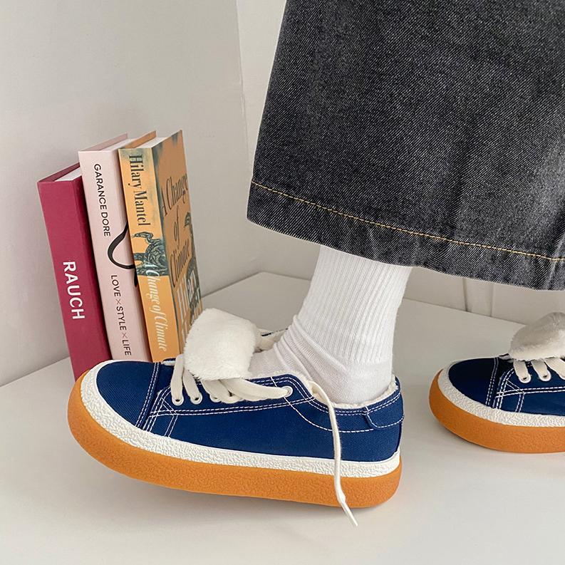 Парусиновая обувь на толстой подошве и бархатные студенческие осенне-зимние женские — фото 7