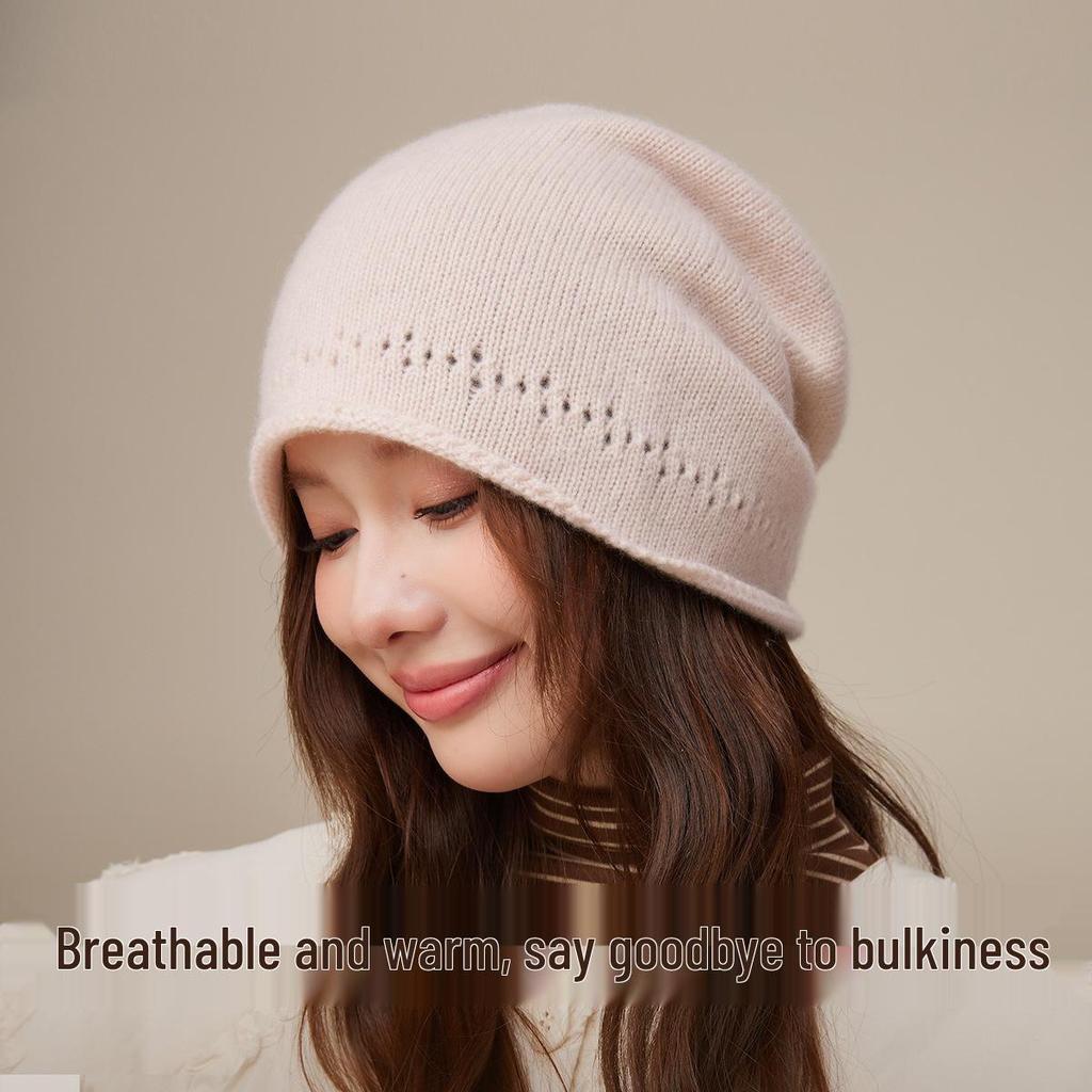 Damska czapka beanie z czystego kaszmiru - wszechstronna czapka typu slouchy na jesień i zimę