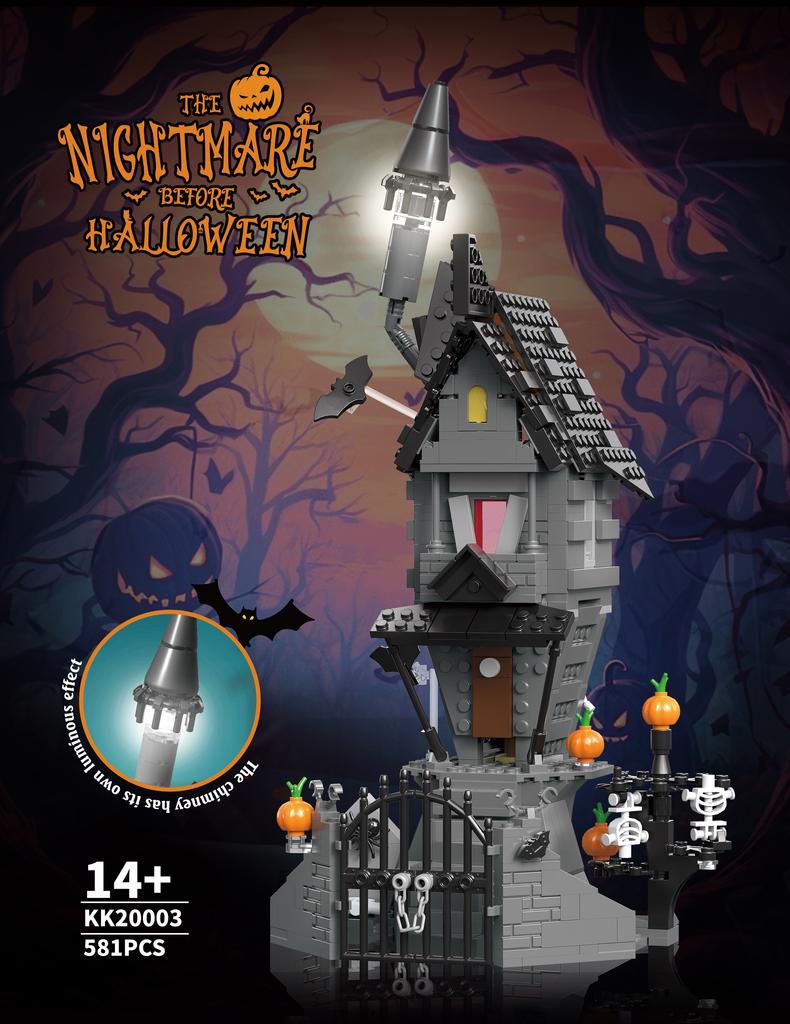 581PCS Nightmareal Schloss Bausteine Geist Skelett Kürbishütte MOC Steine Set Kinder DIY Spielzeug Weihnachtsfeiertagsgeschenke
