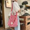 Trend Striped Bag Fashion Versatile Shoulder Bag Shopping Handheld New Canvas Bag