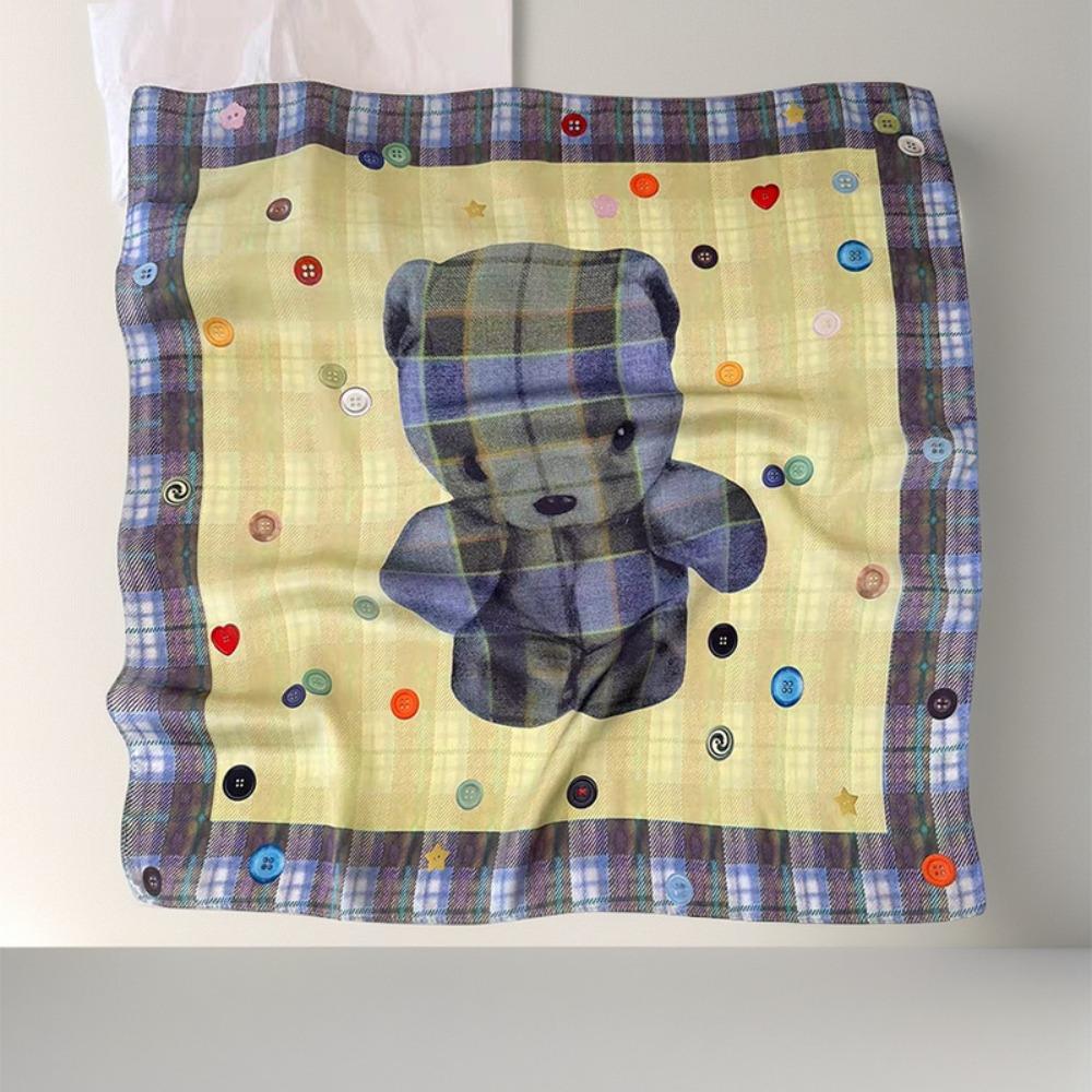

Cat Flower Print Scarf Printed Leopard Print Silk Scarf All-match Small Square Scarf Women Style 2