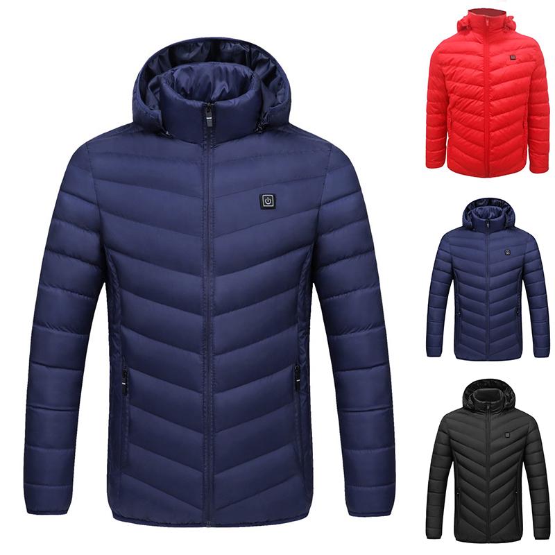 Electric Thermal USB Padded Coat Battery Heated Hoodie Jacket Body Warmer Winter