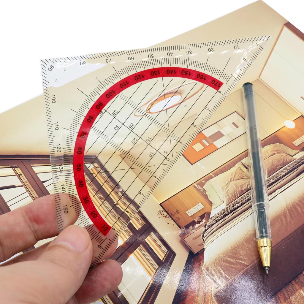 2pcs Triangle Ruler Square Set 90mm 45 Degrees Plastic Stationery,for Architectors Students Office Designers Painting Drafting Math Geometry Drawing