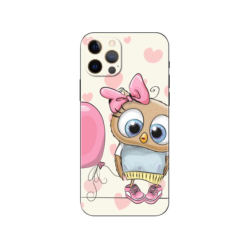 Lovely Animal Owl phone case for iphone 5 5s se 6 6s 7 8 plus x 10 XR XS 11 12 13 mini pro MAX black tpu back cover