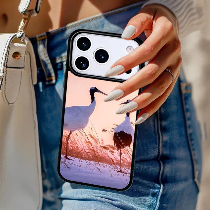 Red-crowned Crane Bird Phone Case For iPhone 17 Air 14 15 13 12 Max Cover For Apple 16e 11 Pro Max Plus Coque