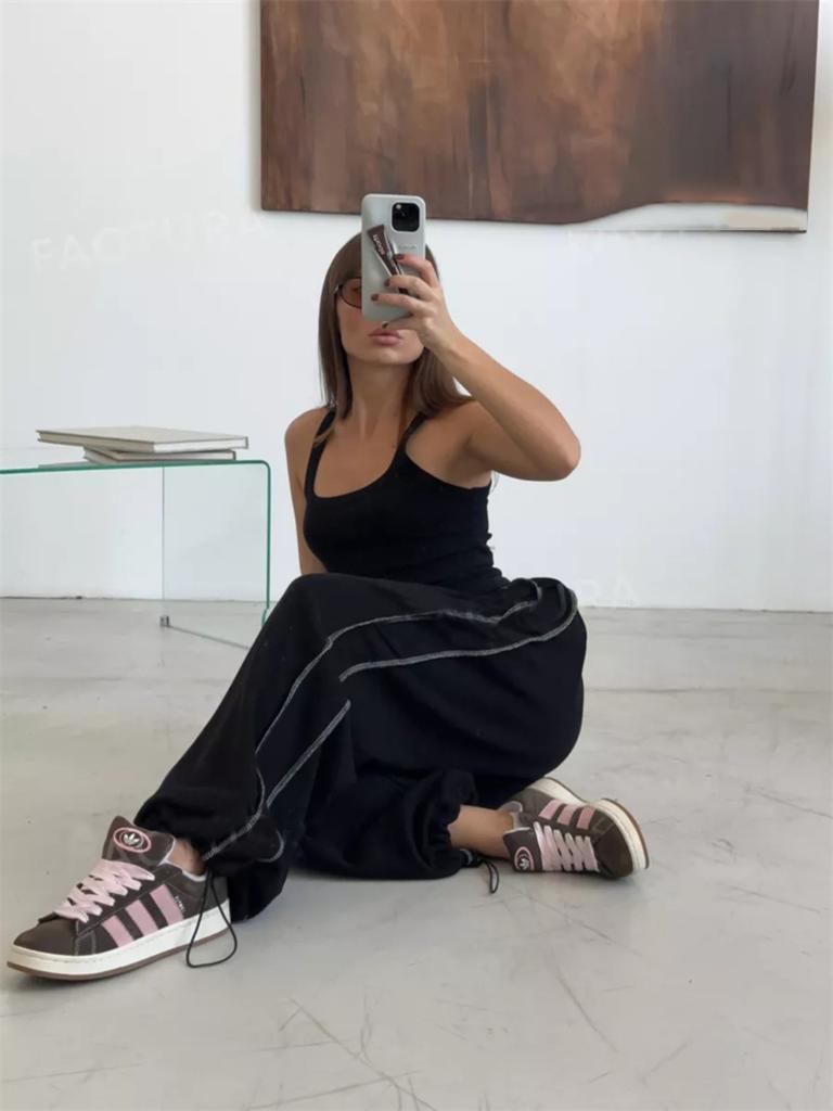 Black And Checkered Wide-leg Trousers For Women Summer -conditioned Cool Trousers High-waisted Drapey Straight-leg Floor-length Trousers