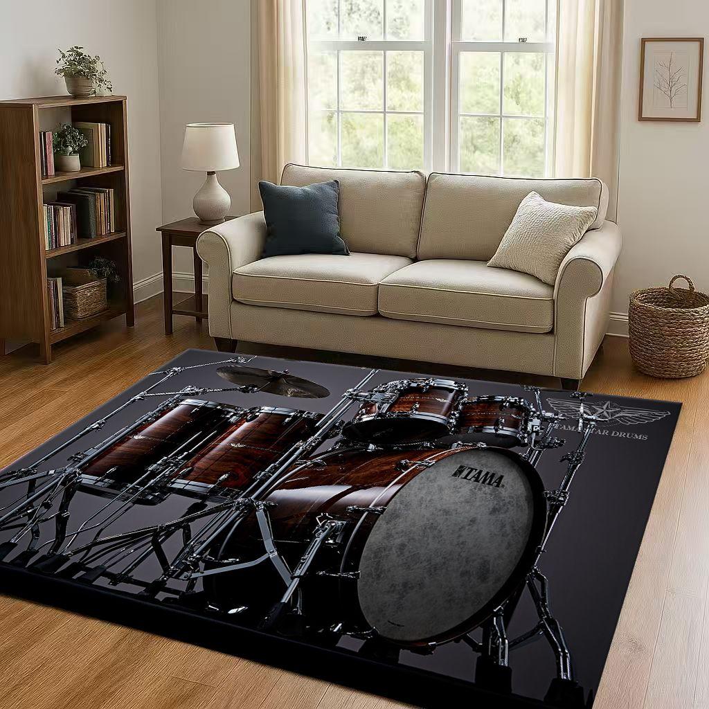 Classic Drum Kit Drum Set Rock Music Instruments Living Room Non-Slip Area Rug Carpet for Bedroom Playroom Sofa,Home Doormat