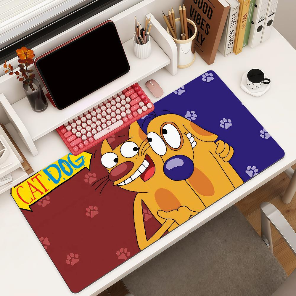 Cartoon cute C-Catdog Mouse Pad Square Office Gaming Desk Mat Waterproof Non-Slip Rubber Decorative