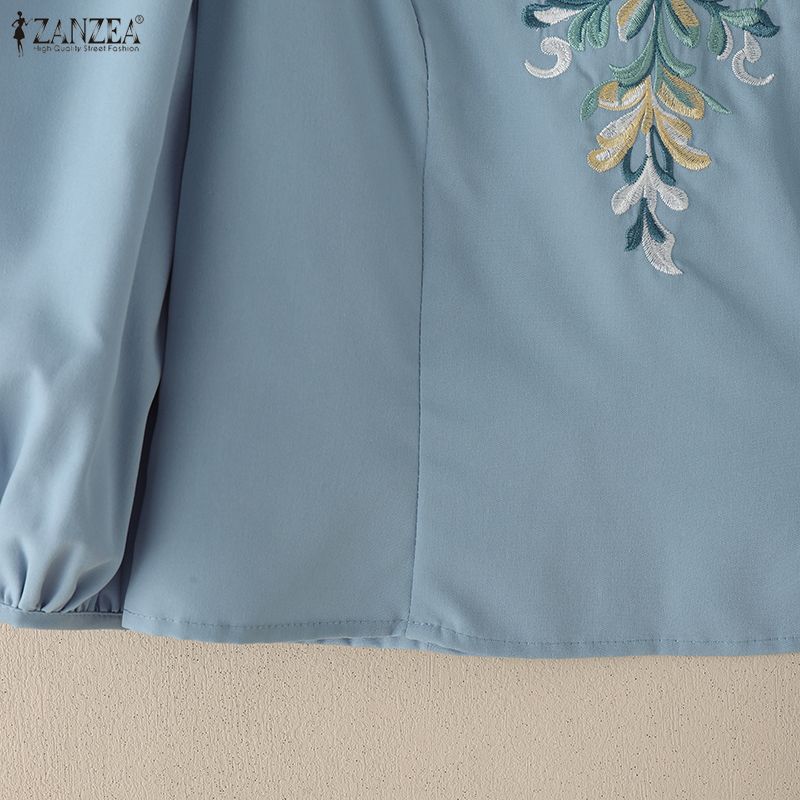 ZANZEA Lässige Bluse mit Rundhalsausschnitt und 3/4-Ärmeln und lockerem Print für Damen