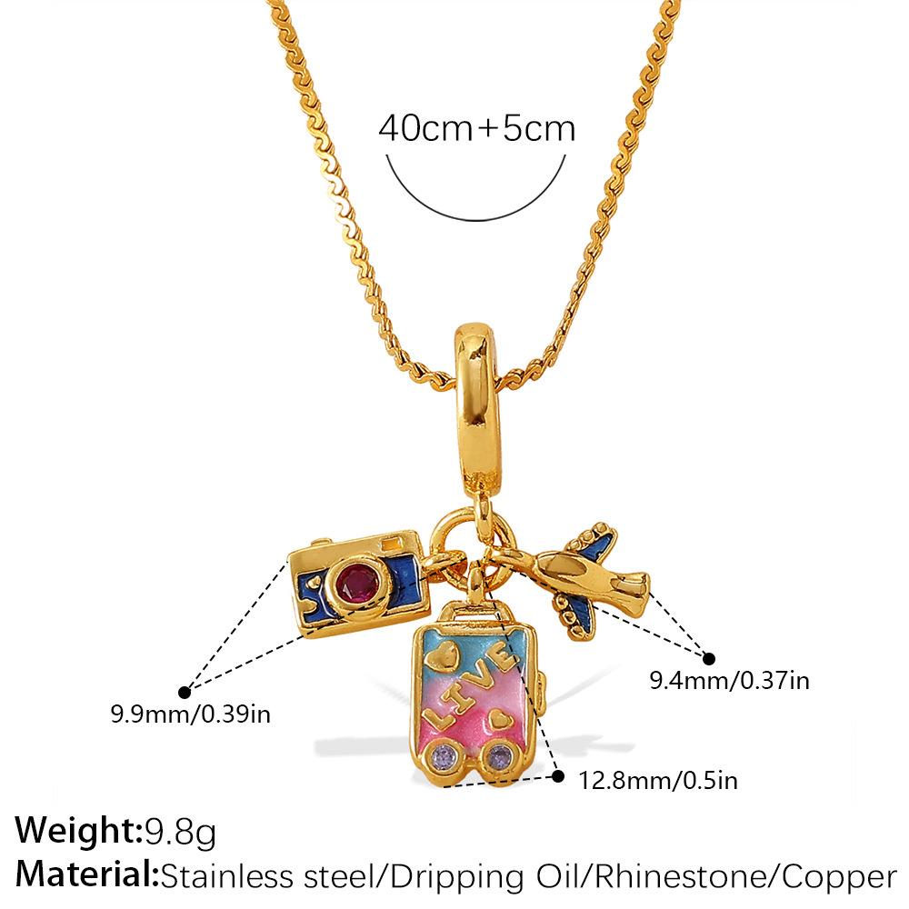 Urlaubsstil DIY Flugzeug Koffer Anhänger Halskette leichter Luxus High-End Design Kette Schmuck Damen