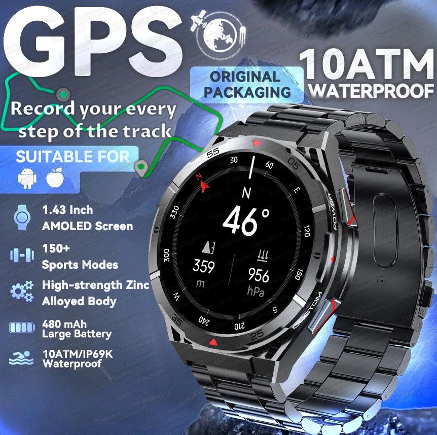 2025 Nuevo SmartWatch Premium con GPS Pantalla AMOLED Ultra HD GPS Incorporado Llamada BT Resistente al Agua 10ATM Pulsera Inteligente