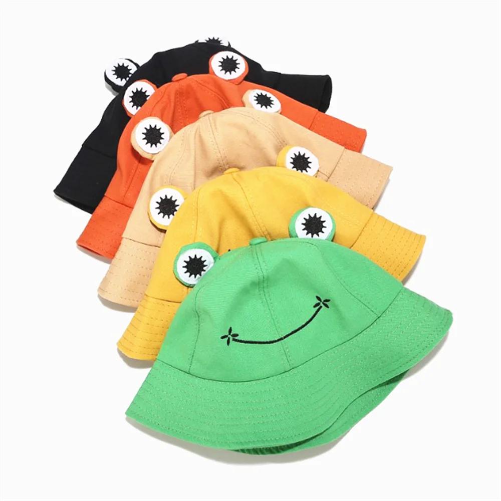 Cute Froggy Bucket Hat Panama Fishing Cap for Outdoor Sun Protection