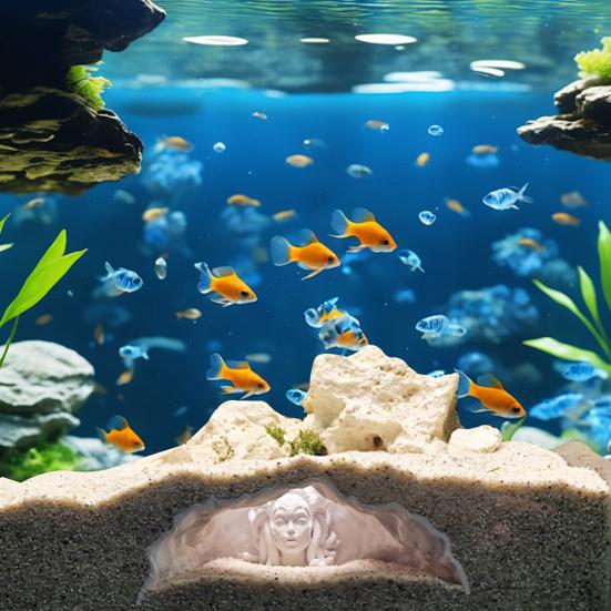 Yousheng 3D-gedruckte Aquarium-Höhlentunnel-Versteck Natürliches Fisch-Garnelen-Aquarium-Dekoration mit Mehrwinkel-Sichtlöchern Lebende Pflanzen-Aquarium-Zubehör
