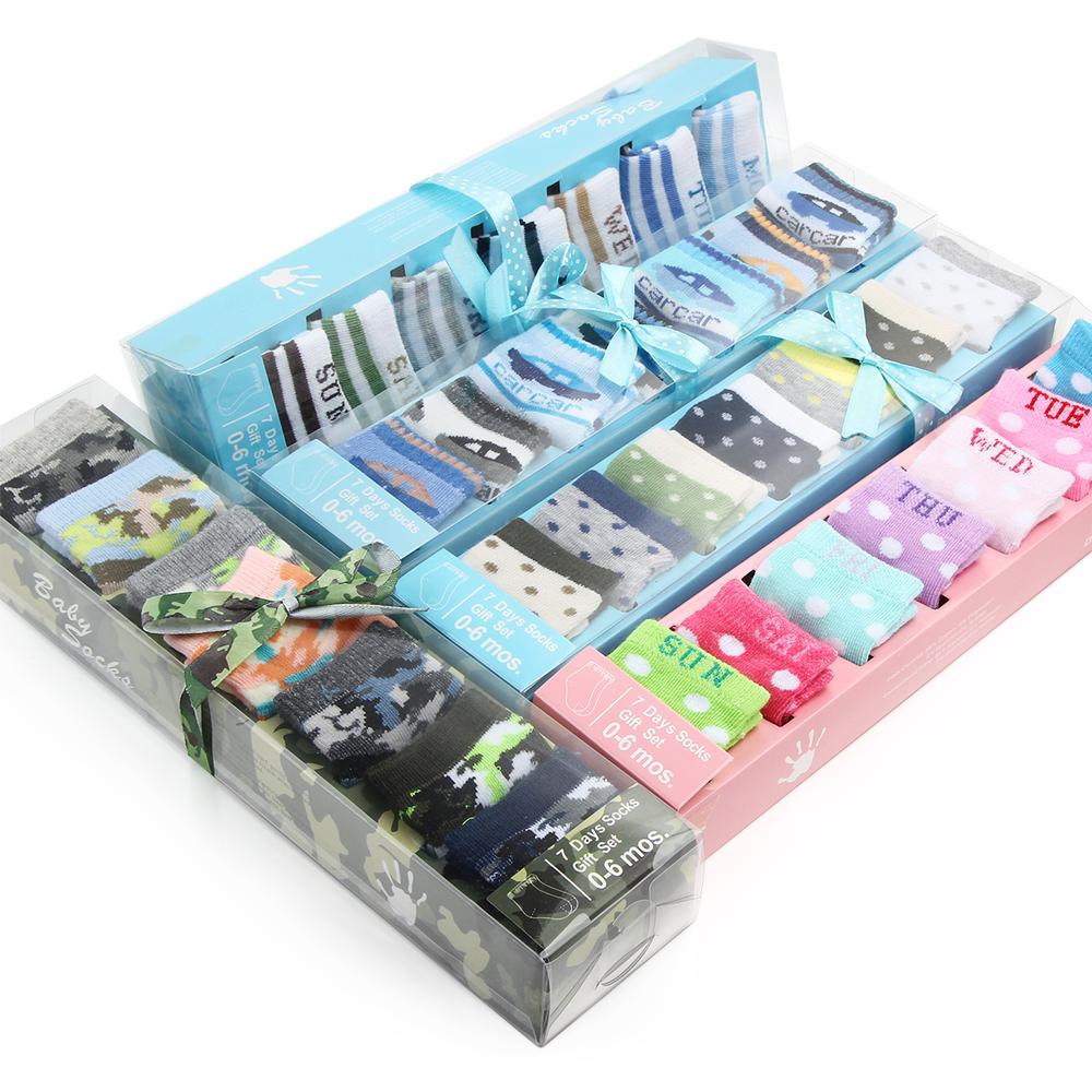 7 Pairs Set Gift Box Multiple Choices for Baby Boys and Girls 0-6 Months Soft Cotton Casual Wear Baby Toddler Socks 0-6 Months
