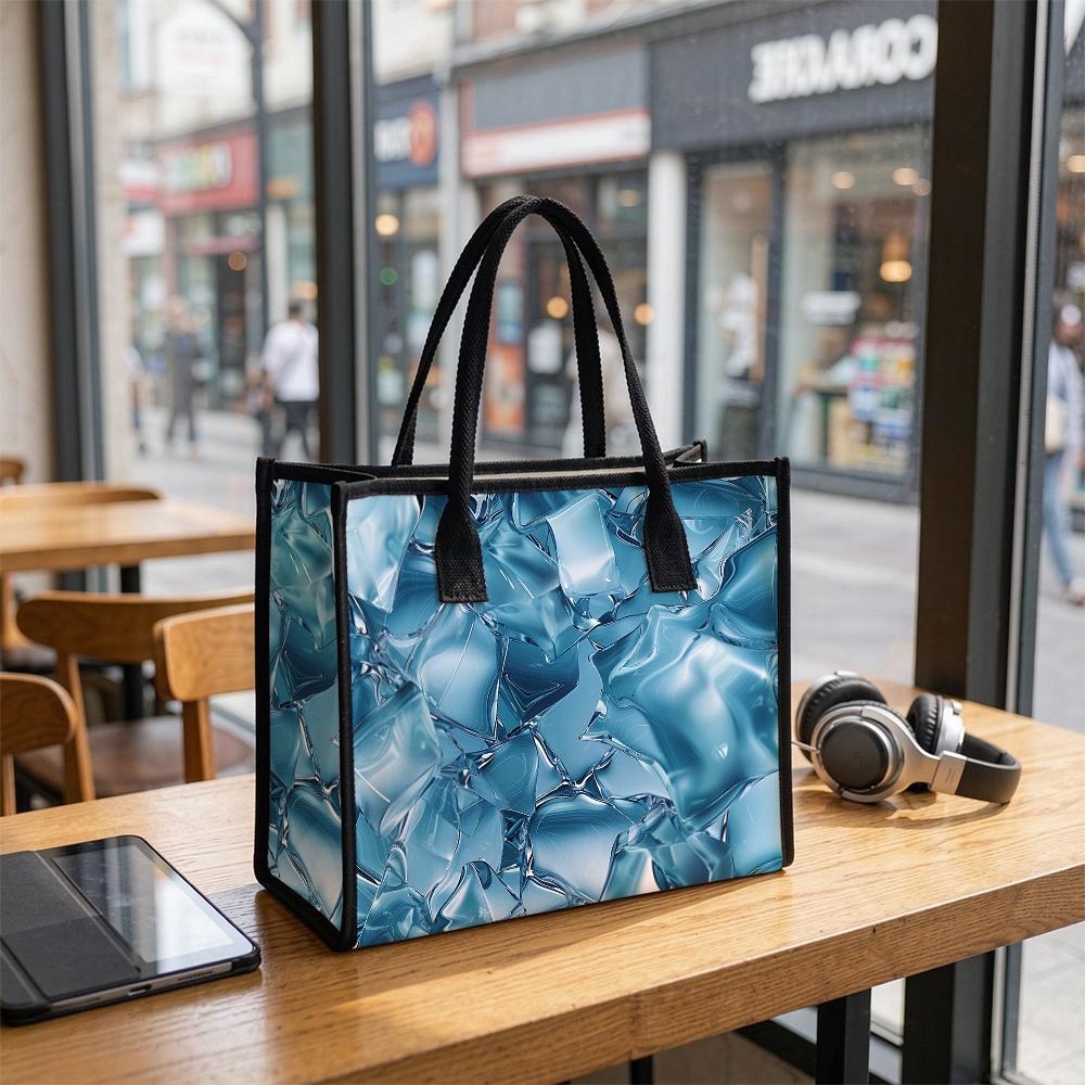 Chic Blue Print Tote Bag Fashion Casual Large Capacity Daily Commute Shoulder Handbag for Women