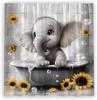 Cute Baby Elephant Shower Curtain Funny African Wildlife Elephant  Polyester Fabric Bathroom Curtain with Hooks