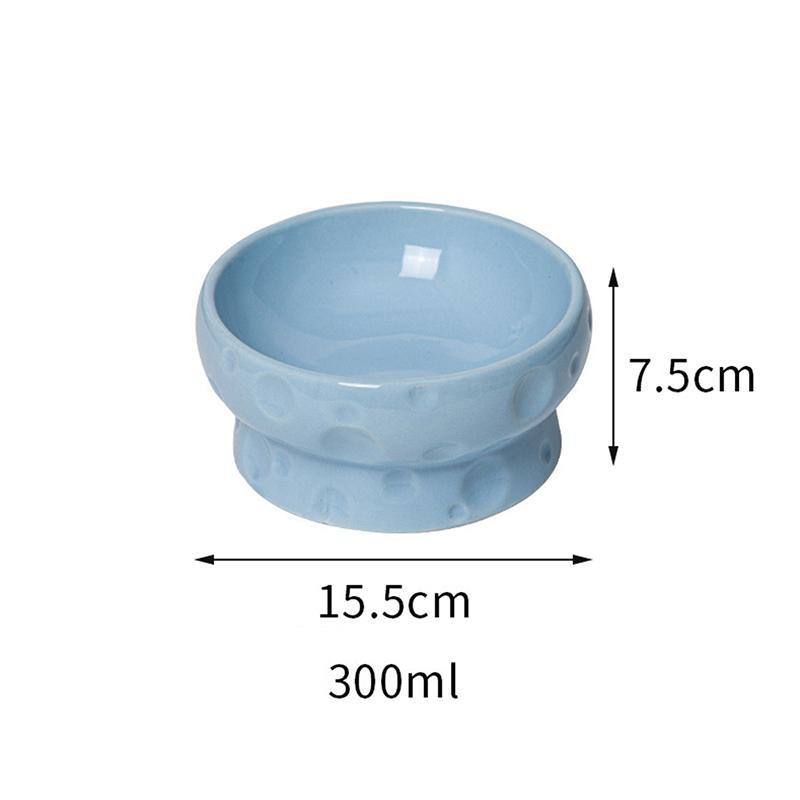 Ceramics Cat Bowl With Cheese Design Cat Food Bowl Water Plate Snack Dish Large Caliber Anti-Tip With Stand For Neck Protection