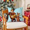 Cartoon Characters Yogi BearC Pillow Case Silky Short Plush with Invisible Zipper Dustproof Sofa Cushion Cover for Home Decor