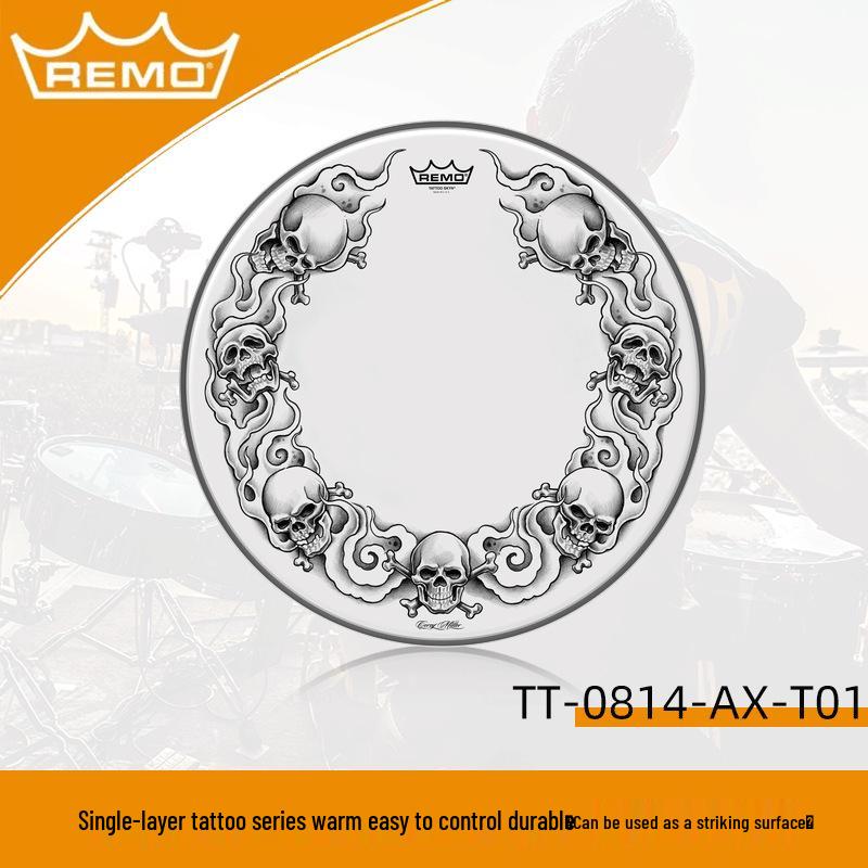 Allied Parts 14" REMO Sandblasted Swedish Drum Kit, Black and White Single Ply Resonance Drumhead