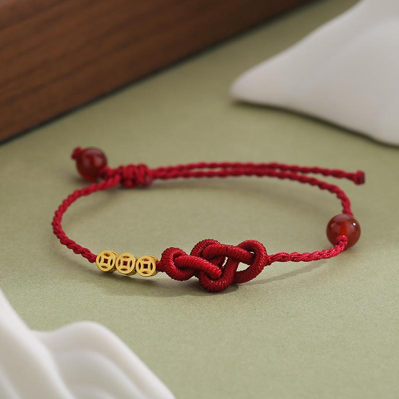 Elegant Lotus Good Luck Peace Woven Bracelet for Women Delicate Lovely Red Braided Rope Bracelet Party Jewelry Accessories