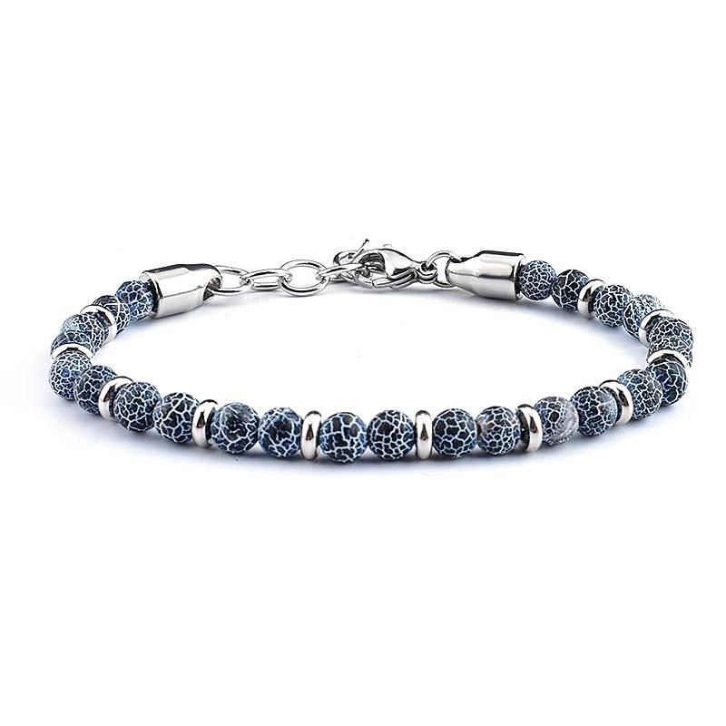 1Pcs Stainless steel men's and women's stone bracelet - beaded fashion bracelet - vintage bracelet