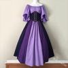 Damen schulterfrei kurzärmliges Maxikleid lockere Passform mittlere Taille Farbblock Renaissance Mittelalter Cosplay Gewand