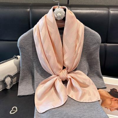 Spring Letter Simulation Silk Silk Scarf Satin 90Cm Large Square Scarf Decorative Scarf Multi-Functional Sunscreen Scarf
