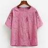 Haut brodé en coton style chinois à manches courtes pour femmes âgées - Ensemble t-shirts d'été pour mamans et grands-mères