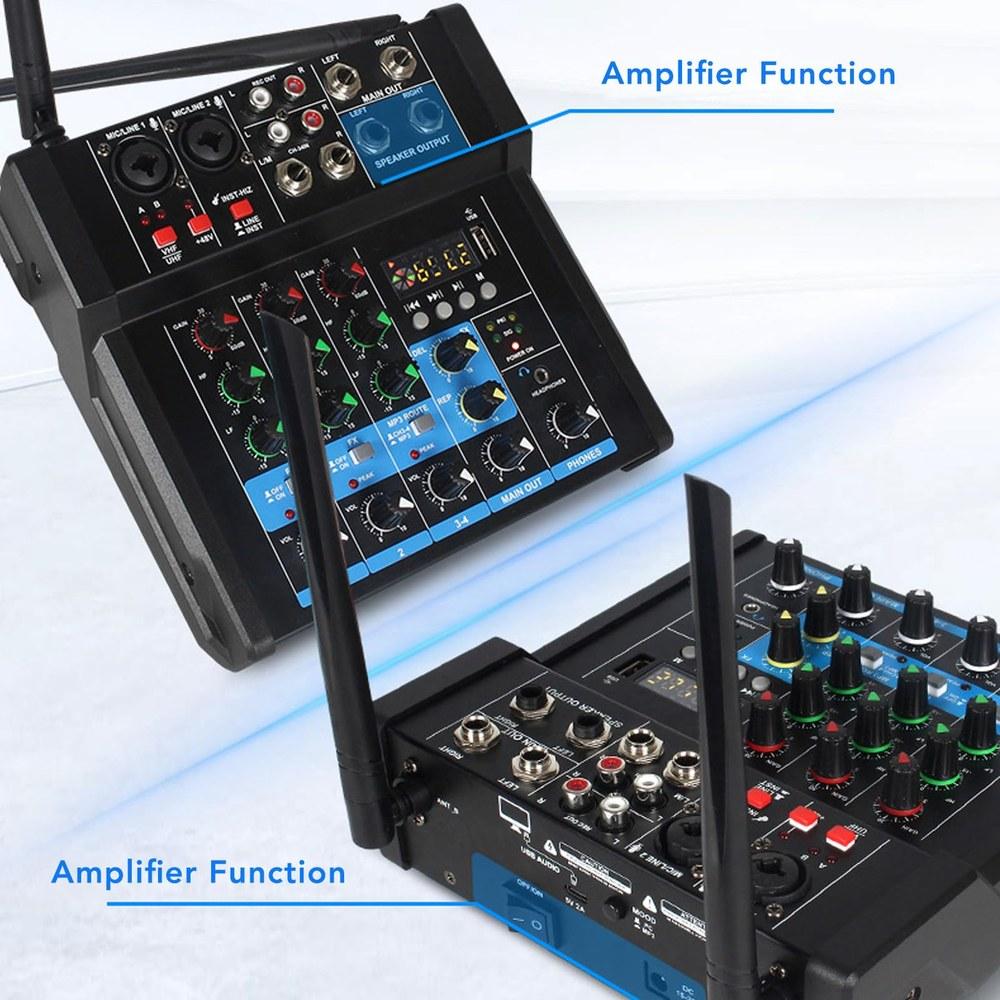 ASHATA Wireless Handheld Microphone Karaoke Mixer System UHF Dynamic 4-Channel Sound Conference Home Karaoke Singing